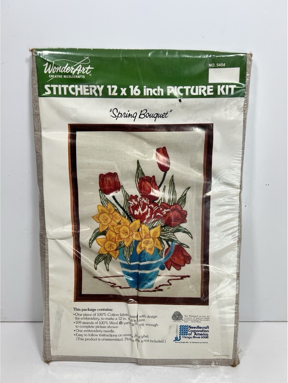 Wonder Art Stitchers 12x16” Picture Kit Spring Bouquet Crewel Embroidery New